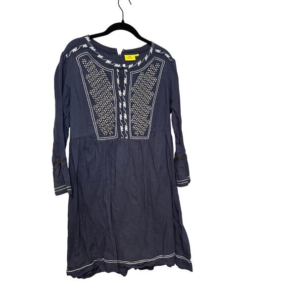 Roberta Roller Rabbit 100% Navy Blue Embroidered Tunic Blouse Mini Dress Size XS - Picture 1 of 4